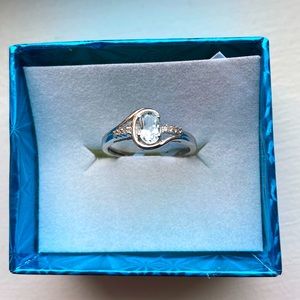 Sterling silver ring with blue gemstone